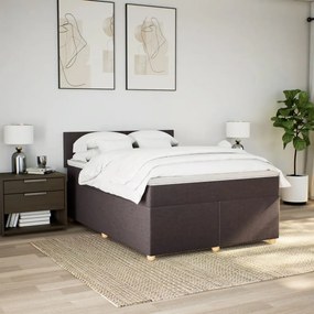 Κρεβάτι Boxspring με Στρώμα Σκούρο Καφέ 140x200 εκ Υφασμάτινο - Καφέ