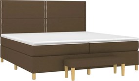 vidaXL Κρεβάτι Boxspring με Στρώμα Σκούρο Καφέ 200x200 εκ. Υφασμάτινο