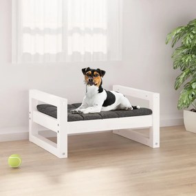 821468 vidaXL Κρεβάτι Σκύλου άσπρο 55,5x45,5x28 εκ. από Μασίφ Ξύλο Πεύκου Λευκό, 1 Τεμάχιο