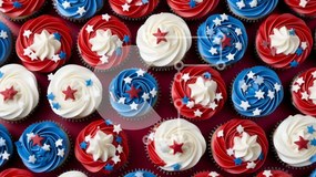 Intra Συλλεκτικό Ξύλινο Παζλ Plywood  4mm - Πατριωτικά Cupcakes για τη γιορτή της 4ης Ιουλίου Σε Ξύλινο Κουτί - Διαστάσεις: 10x10 cm – 25 κομμάτια
