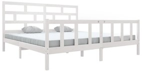 vidaXL Πλαίσιο Κρεβατιού Λευκό 180x200εκ. Μασίφ Ξύλο Πεύκου Super King