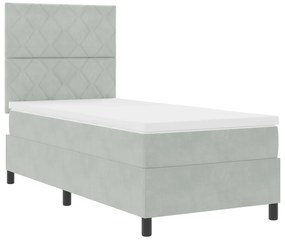 vidaXL Κρεβάτι με Στρώμα Light Grey 90x200 cm Βελούδο