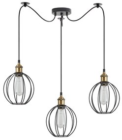 SE21-BR-10-BL3-GR2 MAGNUM Bronze Metal Pendant Black Metal Grid with Black Fabric Cable+