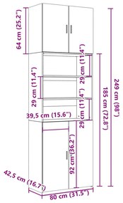 Ντουλάπα Καπνιστή Δρυς 80x42,5x249 εκ. από Επεξεργασμένο Ξύλο - Καφέ