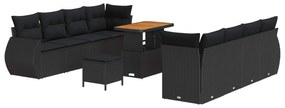Σετ Καναπέ Κήπου με αποθήκευση 11 pcs Μαύρο Πολυ ράταν