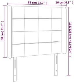 Κεφαλάρι με Πτερύγια Ανοιχτό Γκρι 83x16x118/128 εκ. Βελούδινο 3119610