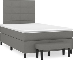 vidaXL Κρεβάτι Boxspring με Στρώμα Σκούρο Γκρι 120x200 εκ. Υφασμάτινο