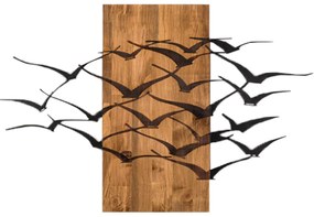 Διακοσμητικό Τοίχου Πουλιά C4805 Φύλλα Μετάλλου Μαύρα - Ξύλο 86x3(βάθος)x58Υεκ. 86x3x58 εκ.