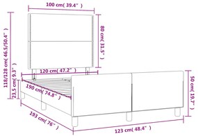 Σκελετός Κρεβατιού Χωρίς Στρώμα Αν. Γκρι 120x190 εκ. Βελούδινο - Γκρι