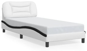 vidaXL Πλαίσιο Κρεβατιού με LED Λευκό/Μαύρο 80x200εκ Συνθετικό Δέρμα