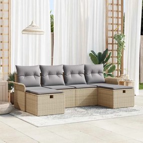 vidaXL Σετ Καναπέ Κήπου 6 pcs μπεζ και ανοιχτό γκρι 251 x 117 x 85 εκ.