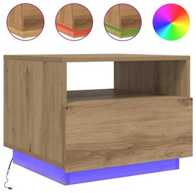 vidaXL Τραπεζάκι Σαλονιού με LED Artisan Δρυς 50x49x40 εκ.