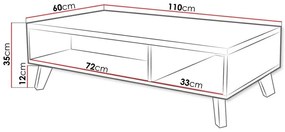 Τραπεζάκι σαλονιού Charlotte G101, Άσπρο, Sonoma οξιά, 35x60x110cm, 23 kg, Πλαστικοποιημένη μοριοσανίδα, Γωνιακό | Epipla1.gr
