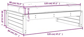 Υποπόδιο Κήπου Μελί 120 x 80 εκ. από Μασίφ Ξύλο Πεύκου - Καφέ