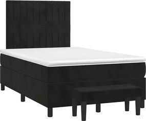 vidaXL Κρεβάτι Boxspring με Στρώμα Μαύρο 120x190 εκ. Βελούδινο