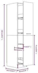 Συρταριέρα Γενικής Χρήσης Γκρι Sonoma 30x42,5x150 εκ Επεξ. Ξύλο - Γκρι
