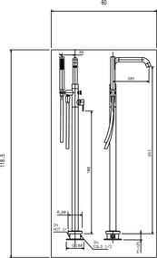La Torre Elle 34078 Black Matt - Επιδαπέδια μπαταρία λουτρού