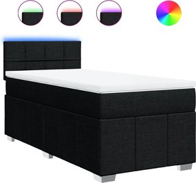 vidaXL Κρεβάτι Boxspring με Στρώμα Μαύρο 100 x 200 εκ. Υφασμάτινο