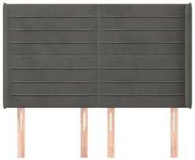Κεφαλάρι με Πτερύγια Σκούρο Γκρι 147x16x118/128εκ.Βελούδινο 3119769
