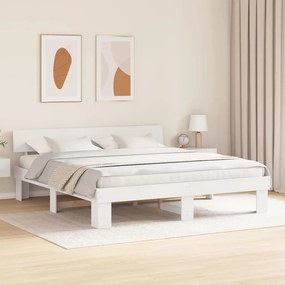 vidaXL Σκελετός Κρεβατιού Λευκό 200 x 200 cm Στερεά ξυλεία πεύκου