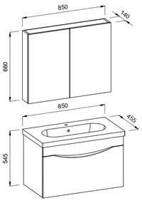 Πάγκος μπάνιου με Νιπτήρα SMILE 85 Λευκό - Barok 85x45.5x54.5 εκ.