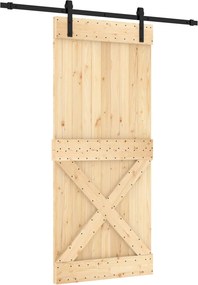 vidaXL Συρόμενη Πόρτα Φυσικό και Μαύρο 90 x 210 cm