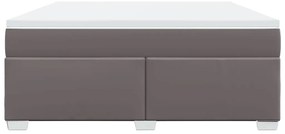 vidaXL Κρεβάτι Boxspring με Στρώμα Γκρι 180x200 εκ. Συνθετικό Δέρμα