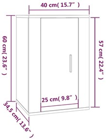 Έπιπλα Τηλεόρασης Επιτοίχια 2 τεμ. Γκρι Sonoma 40x34,5x60 εκ. - Γκρι