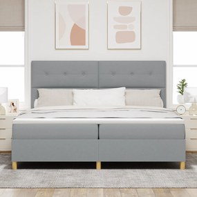 vidaXL Κρεβάτι Box Spring με Στρώμα & LED Φωτισμό Γκρι Ανοιχτό 200x200 εκ. Υλικό