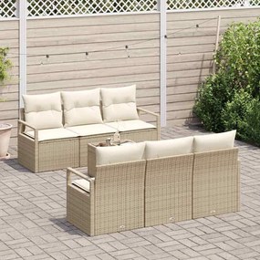 vidaXL Σετ Καναπέ με μαξιλάρι 7 pcs Μπεζ και Κρέμα συνθετικό ρατάν
