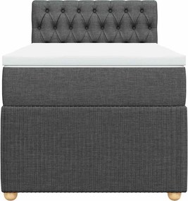 vidaXL Κρεβάτι Boxspring με Στρώμα Σκούρο Γκρι 90x200 εκ. Υφασμάτινο
