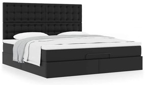 vidaXL Οθωμανικό κρεβάτι με στρώμα Μαύρο 180x200cm Faux Leather