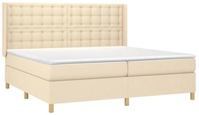 vidaXL Κρεβάτι Boxspring με Στρώμα Κρεμ 200x200 εκ. Υφασμάτινο