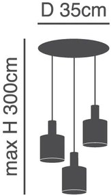 Φωτιστικό Οροφής  SE21-BL-4-3BL-SH1 ADEPT TUBE Black Pendant White Fabric Shade+ - 51W - 100W - 77-8509