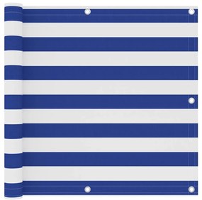 vidaXL Διαχωριστικό Βεράντας Λευκό/Μπλε 90 x 500 εκ. Ύφασμα Oxford