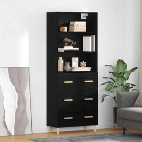 Highboard Μαύρη Οξυά 69,5 x 34 x 180 εκ. Επεξεργασμένο ξύλο
