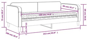 Καναπές Κρεβάτι με Στρώμα Μαύρο 90 x 190 εκ. Υφασμάτινο - Μαύρο