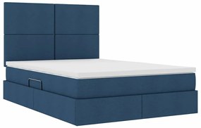 vidaXL LED Κρεβάτι αποθήκευσης με στρώμα Μπλε 140 x 200 cm Ύφασμα