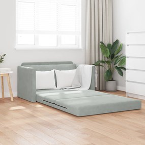 vidaXL Καναπές Κρεβάτι 2-σε-1 Ανοιχτό Γκρι 124x204x61 εκ. Βελούδο