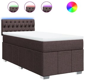 vidaXL Κρεβάτι Boxspring με Στρώμα Σκούρο Καφέ 100x200 εκ. Υφασμάτινο