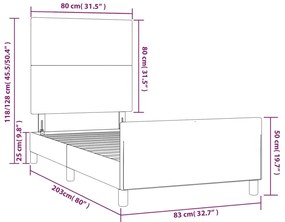 Σκελετός Κρεβατιού Χωρίς Στρώμα Μαύρο 80x200 εκ. Υφασμάτινο - Μαύρο