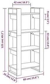 Βιβλιοθήκη/Διαχωριστικό Χώρου Λευκό 60x35x125 εκ. Μασίφ Ξύλο - Λευκό