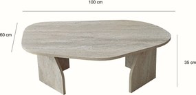 Τραπεζάκι Σαλονιού Τραβερτίνη / Φυμέ IFROCO 100x60x35