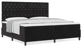 vidaXL Κρεβάτι με ελατήρια με στρώμα Μαύρο 200 x 200 cm Βελούδο