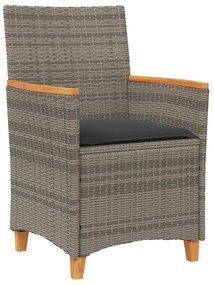 vidaXL Set Εξωτερικών Καταναλωτικών Επίπλων  5 Τεμαχίων με Μαξιλάρια Γκρι Πολυ Ράταν