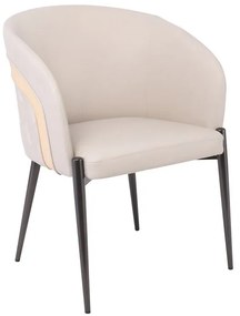 WOODWELL ΕΜ178,1LENA Πολυθρόνα Μέταλλο Βαφή Μαύρο, Pu Μπεζ 60x60x80cm ΕΜ178,1