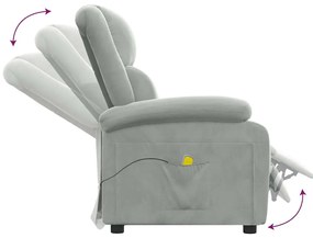 vidaXL Πολυθρόνα Μασάζ Ανοιχτό Γκρι Βελούδινη