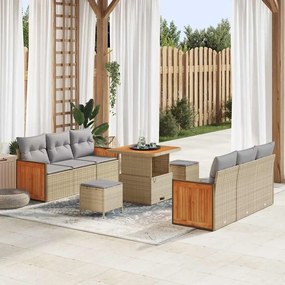 vidaXL Σετ Καναπέ Κήπου 9 pcs Μπεζ, Ανοιχτό γκρι 80 x 80 x 71 cm