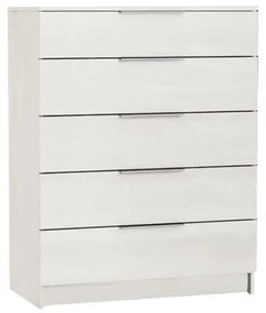 DRAWER Συρταριέρα με 5 Συρτάρια, Απόχρωση Άσπρο  80x40x102cm [-Άσπρο-] [-MDF - Κόντρα Πλακέ - Καπλαμάς - Νοβοπάν-] Ε758,3