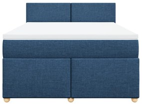 Κρεβάτι Boxspring με Στρώμα Μπλε 140x200 εκ. Υφασμάτινο - Μπλε